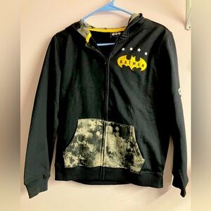 Boy’s Batman Zip Front Hoodie, Large (10-12), Black/Gray/Gold, NWT